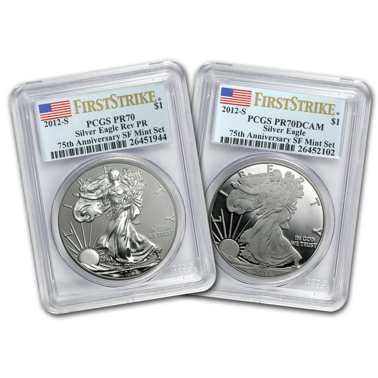2012-S 2-Coin Silver Eagle Set PR-70 PCGS (FS, 75th Anniv
