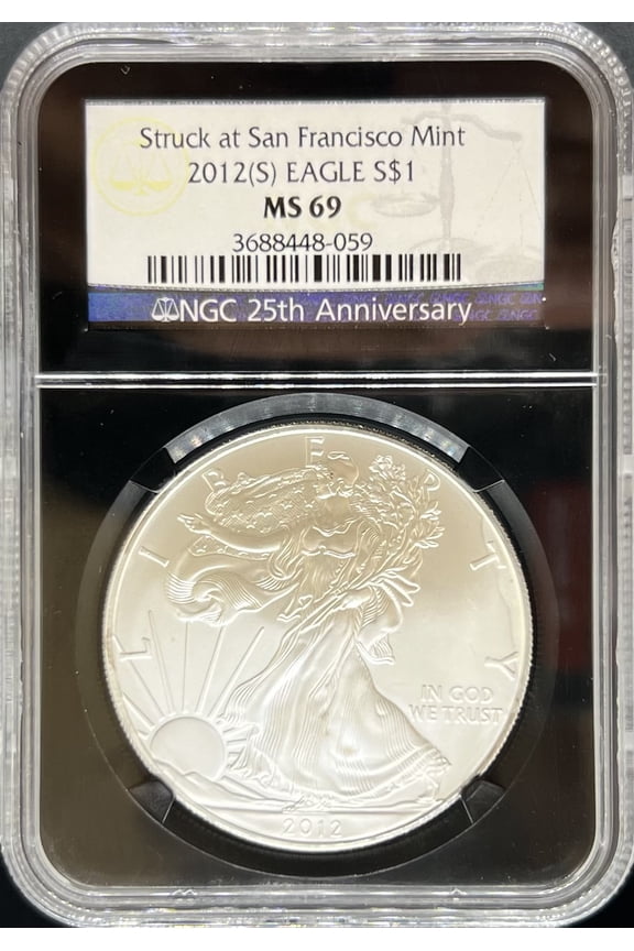 2012-S Silver Eagle MS69 NGC Black Core (PA3688448059)