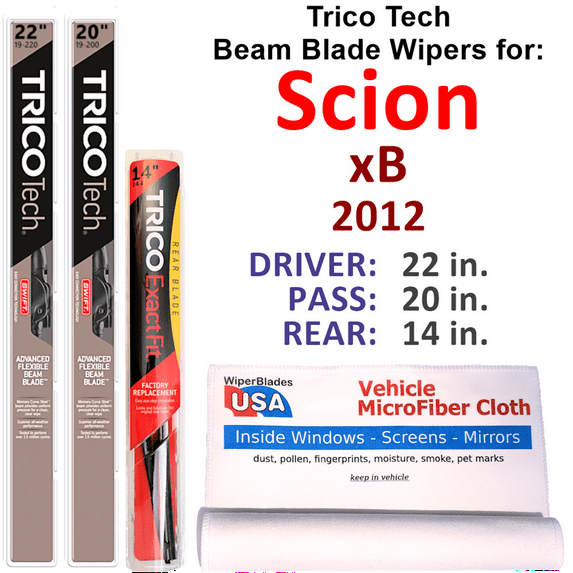 2012 Scion xB Beam Blade Wipers (Set of 3) w/Rear Wiper