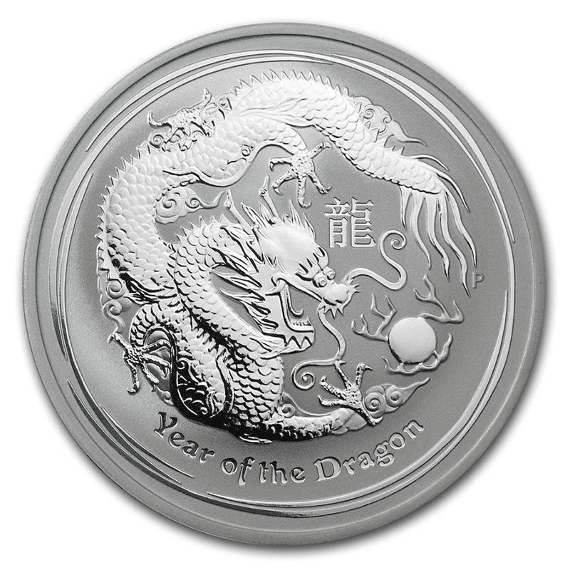 2012 The Perth Mint Australian Lunar Dragon 1 oz Silver Coin In Capusle - Circulated ( Secondary Market)