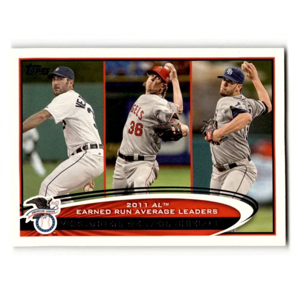 2012 Topps #52 Justin Verlander Jered Weaver James Shields EX/NM MLB Baseball Card Detroit Tigers/Los Angeles Angels/Tampa Bay Rays MLB Baseball Card