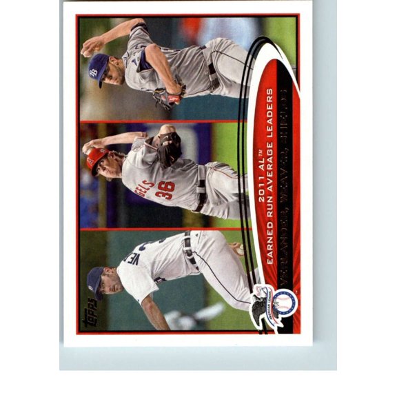 2012 Topps #52 Justin Verlander Jered Weaver James Shields NM-MT LL Base Card Detroit Tigers/Los Angeles Angels/Tampa Bay Rays MLB Baseball Card