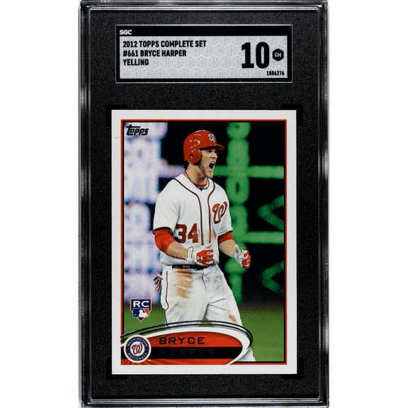 Graded 2012 Topps Complete Set #661 Yelling Rookie Bryce Harper SGC 10 Baseball Card
