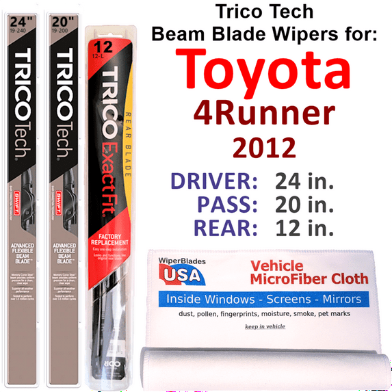 2012 Toyota 4Runner Beam Blade Wipers (Set of 3) w/Rear Wiper