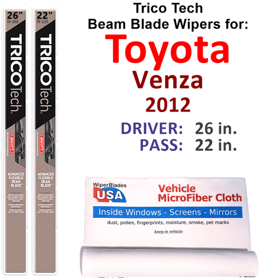 2012 Toyota Venza Beam Blade Wipers (Set of 2)
