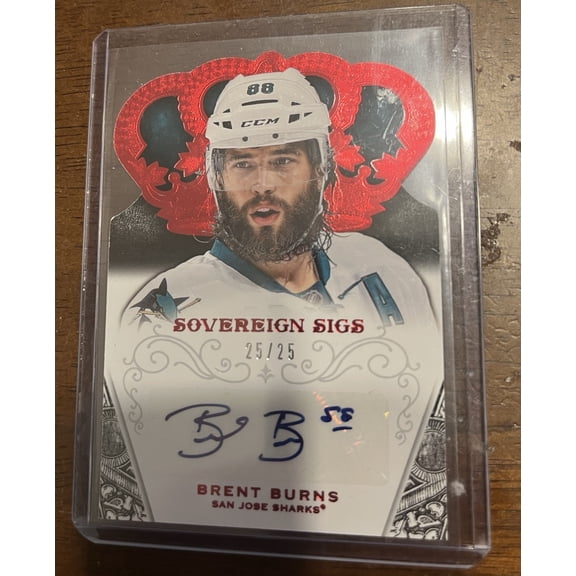 2013-14 Panini Crown Royale Brent Burns #SO-BRB Red Insert San Jose Sharks NHL Autographed Ice Hockey Trading Card