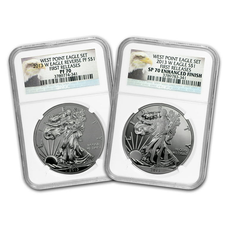 2013 2-Coin Silver Eagle Set SP/PF-70 NGC (ER/FR, West Point