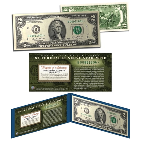 2013 $2 New York B* BEP Uncirculated Currency Rare Star Note w/ Folio & COA