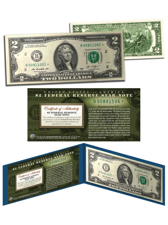 2013 $2 New York B* BEP Uncirculated Real Currency Rare Star Note with Display & COA