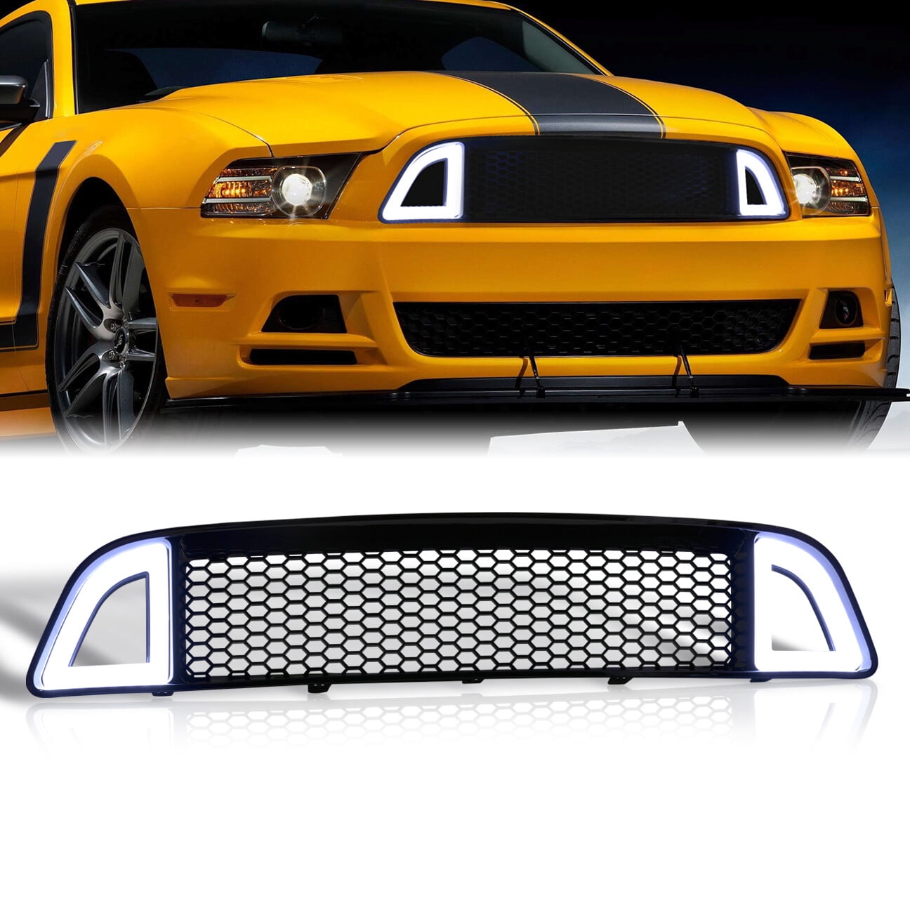 For 2013-2014 Ford Mustang Front Upper Bumper Hood Honeycomb Mesh ...