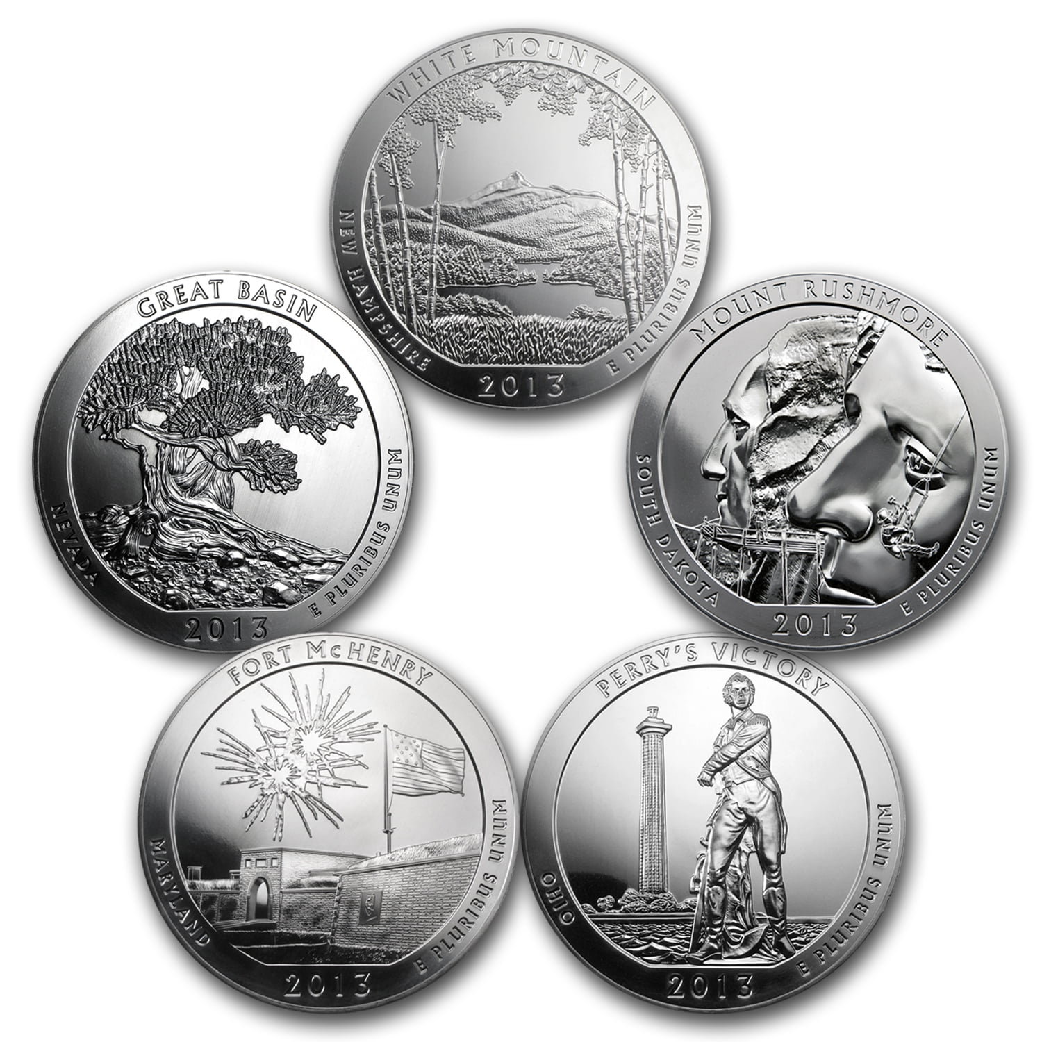 2013年 ATB 銀貨 5オンス ネバダ・グレート・ベイスン 2013 Great Basin - Bullion America The Beautiful 5 Ounce