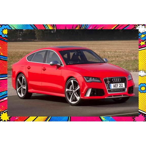 2013 Audi RS 7 Sportback UK - Pop Art Edition | 20x30 Inch Laminated Poster | Vibrant Colors & Stunning Detail Wall Art