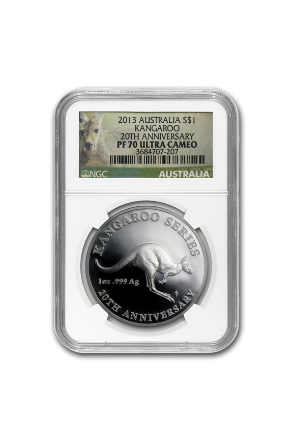 2013 Australia 1 oz Silver Kangaroo 20th Anniversary PF-70 NGC