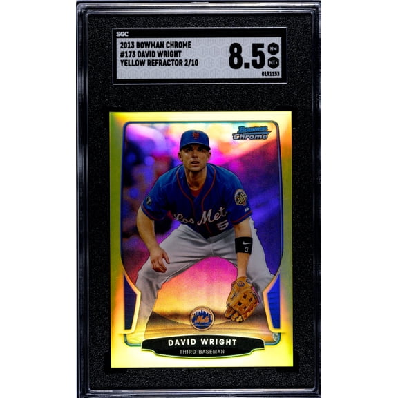 2013 Bowman Chrome David Wright #173 Yellow Refractor SGC 8.5