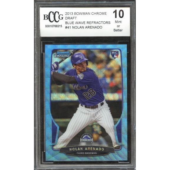 Graded 2013 Bowman Chrome Draft Blue Wave Refractors Nolan Arenado #41 BGS 10 Baseball Card