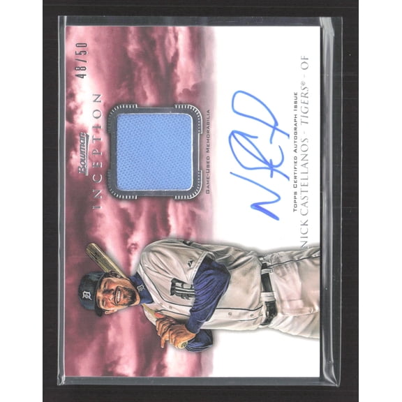 2013 Bowman Inception Nick Castellanos AR-NC 48/50 Autograph Relic Game-Used Memorabilia Detroit Tigers MLB Autographed Baseball Trading Card