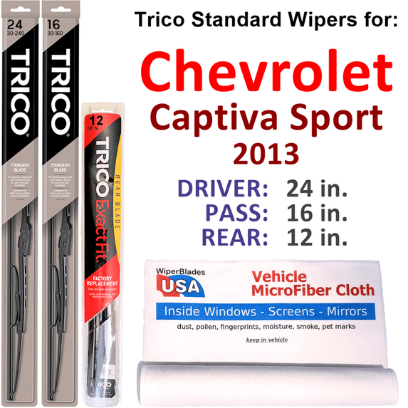 2013 Chevrolet Captiva Sport Wiper Blades (Set of 3) w/Rear Wiper