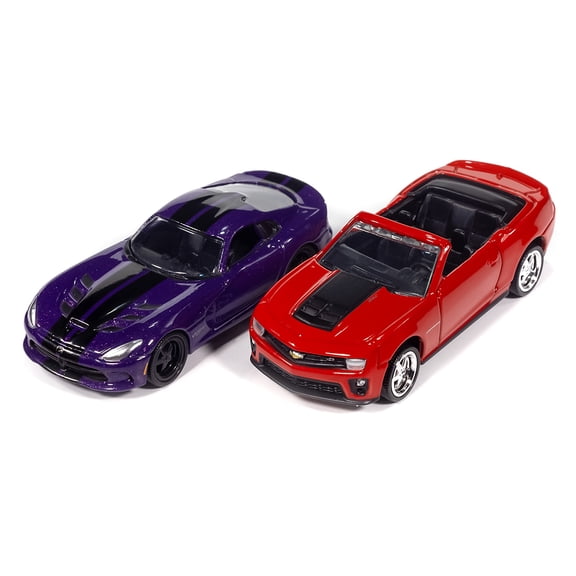 2013 Chevy Camaro ZL1 Convertible & 2017 Dodge Viper Modern Muscle 2Pack A - Orange & Purple 1:64 Scale