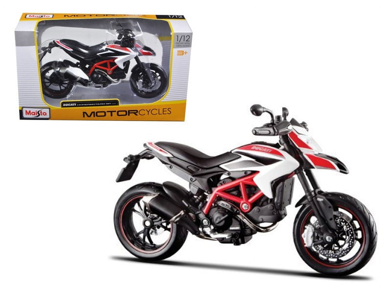 Ducati Hypermotard SP 1/12 ダイキャストモデル 2013 Ducati Hypermotard SP White with Black and Red Stripes