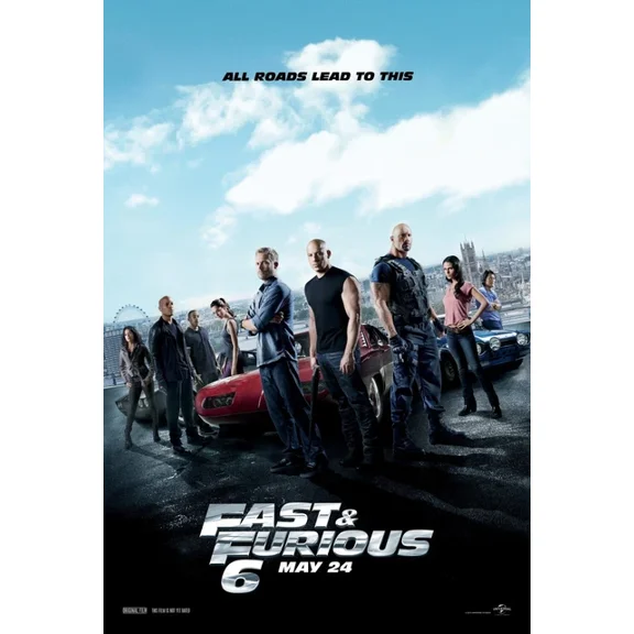 2013 Fast & Furious 6 Movie Poster Paul Walker Vin Diesel Brian Dominic UNFRAMED PAPER POSTER