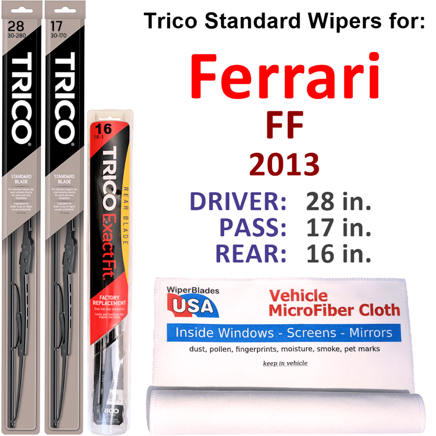 2013 Ferrari FF Wiper Blades (Set of 3) w/Rear Wiper - Walmart.com