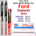 thumbnail image 1 of 2013 Ford Explorer Beam Blade Wipers (Set of 3) w/Rear Wiper, 1 of 3