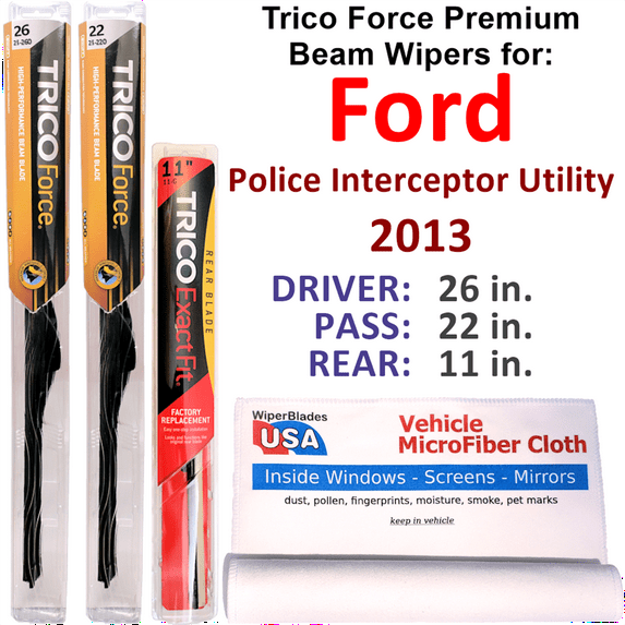 2013 Ford Police Interceptor Utility Performance Beam Wipers (Set of 3) w/Rear Wiper