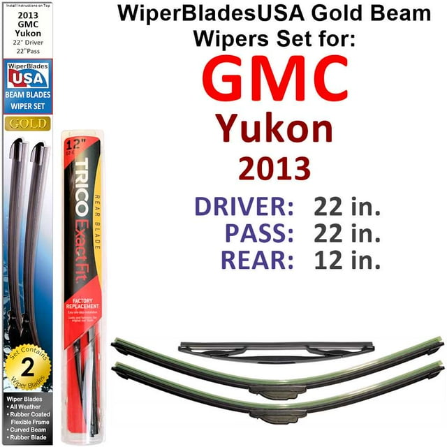 2013 GMC Yukon Beam Wiper Blades Wipers WBUSA (Set of 3) w/Rear Wiper