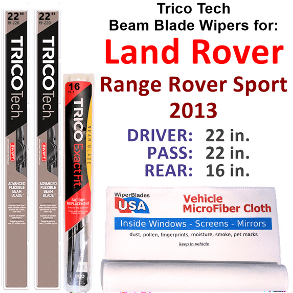 2013 Land Rover Range Rover Sport Beam Blade Wipers (Set of 3) w/Rear Wiper