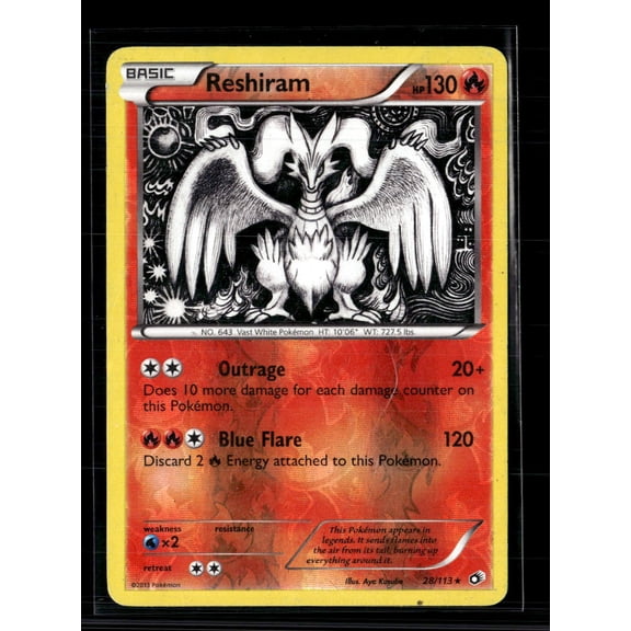 2013 Legendary Treasures Reshiram Holo Rare #28/113