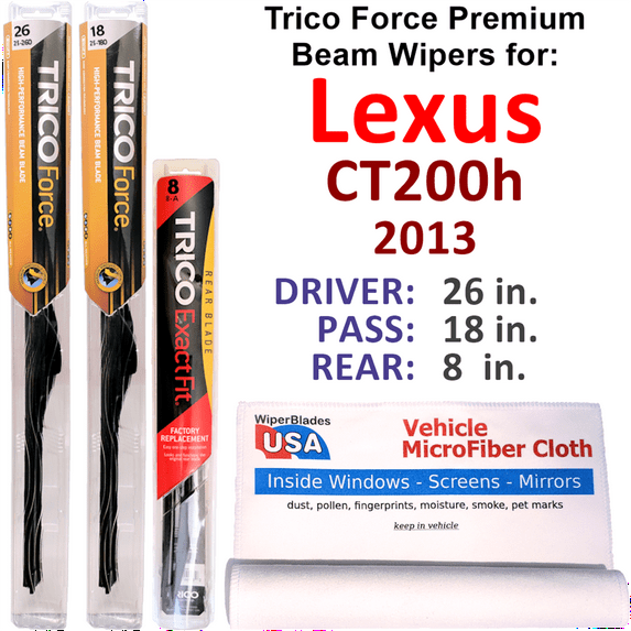 2013 Lexus CT200h Performance Beam Wipers (Set of 3) w/Rear Wiper