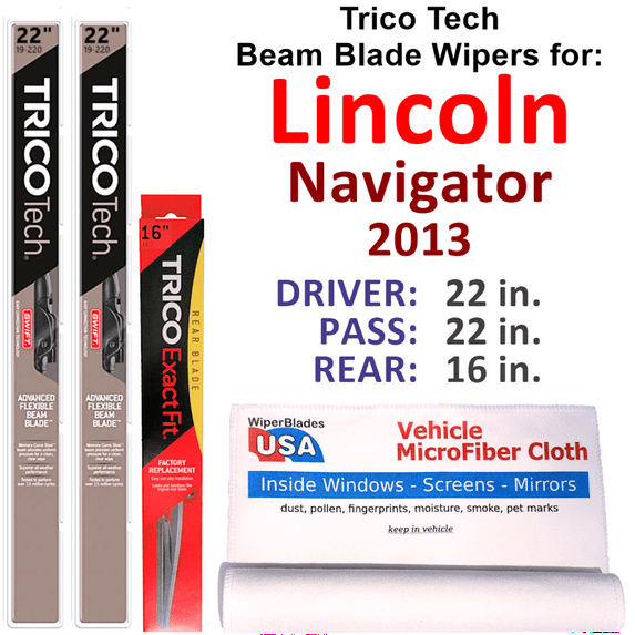 2013 Lincoln Navigator Beam Blade Wipers (Set of 3) w/Rear Wiper