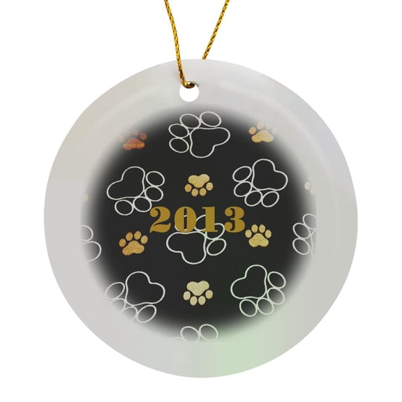 3drose, 2013 on Puppy Paws, Circle Porcelain Ornament
