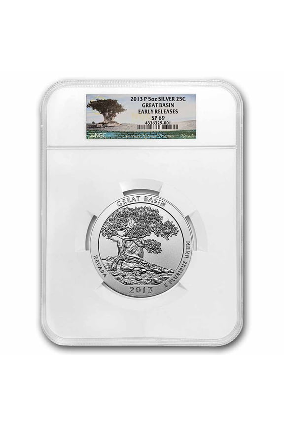 2013-P 5 oz Silver ATB Great Basin SP-69 NGC