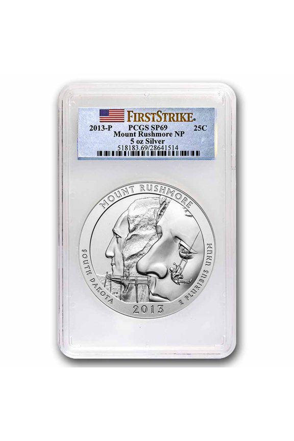 2013-P 5 oz Silver ATB Mt. Rushmore SP-69 PCGS (First Strike)