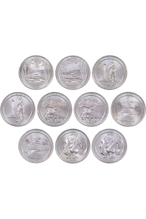 2013 P&D National Park Quarter 10 Coin Set Uncirculated Mint State 25c