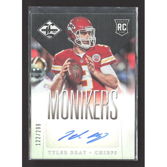 2013 Panini Limited Monikers Tyler Bray Auto #198 /299 RC Kansas City Chiefs Football Card