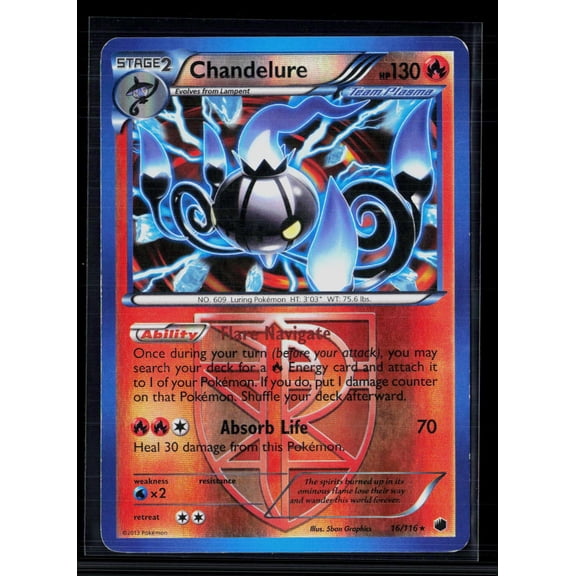2013 Pokmon Plasma Freeze Chandelure Holo Rare #16/116 Trading Card