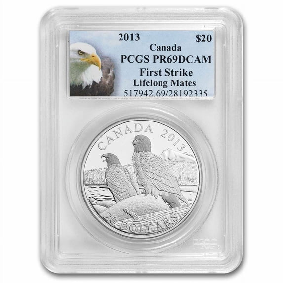 2013 RCM 1 oz Ag $20 Bald Eagle Lifelong Mates PR-69 PCGS DCAM