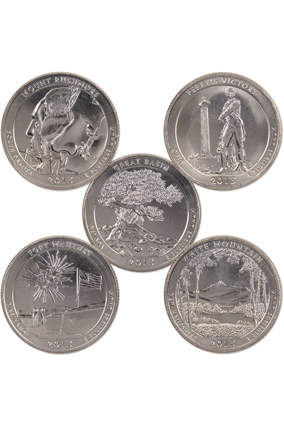 2013 S National Park Quarter 5 Coin Set Uncirculated Mint State Clad 25c