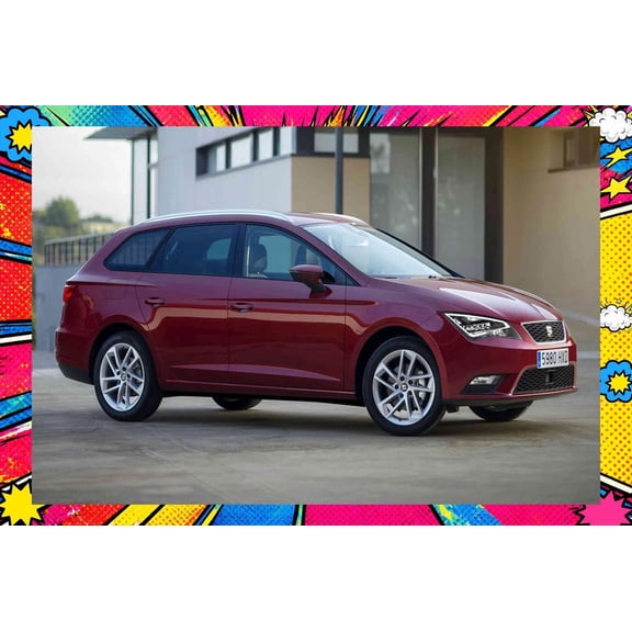 2013 SEAT Leon ST - Pop Art Edition | 12x18 Inch Laminated Poster | Vibrant Colors & Stunning Detail Wall Art