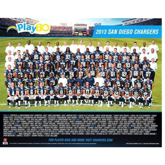 2013 SD Chargers 8x10 team photo Keenan Allen Antonio Gates Philip Rivers