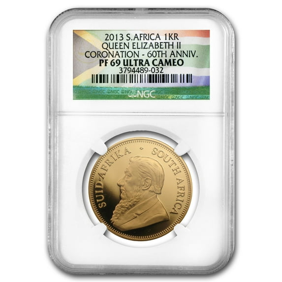 2013 South Africa 1 oz Gold Krugerrand PF-69 NGC (Coronation)