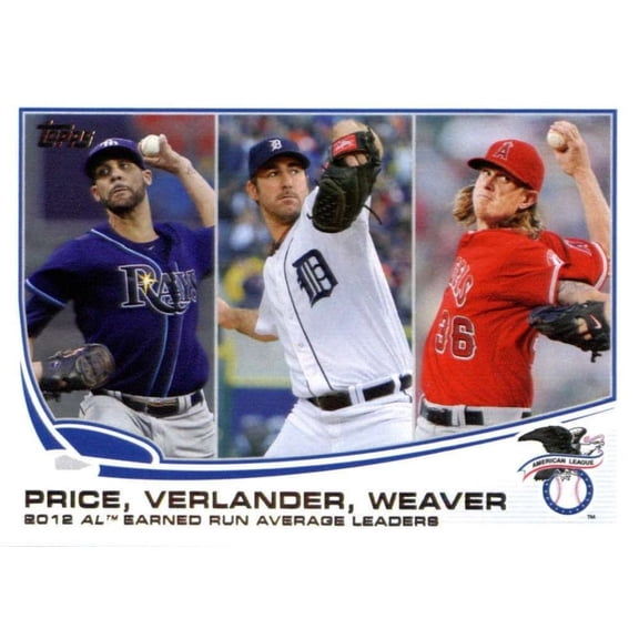 2013 Topps Base #94 David Price Justin Verlander Jered Weaver Baseball Card NM-MT Tampa Bay Rays/Detroit Tigers/Los Angeles Angels MLB Baseball Card