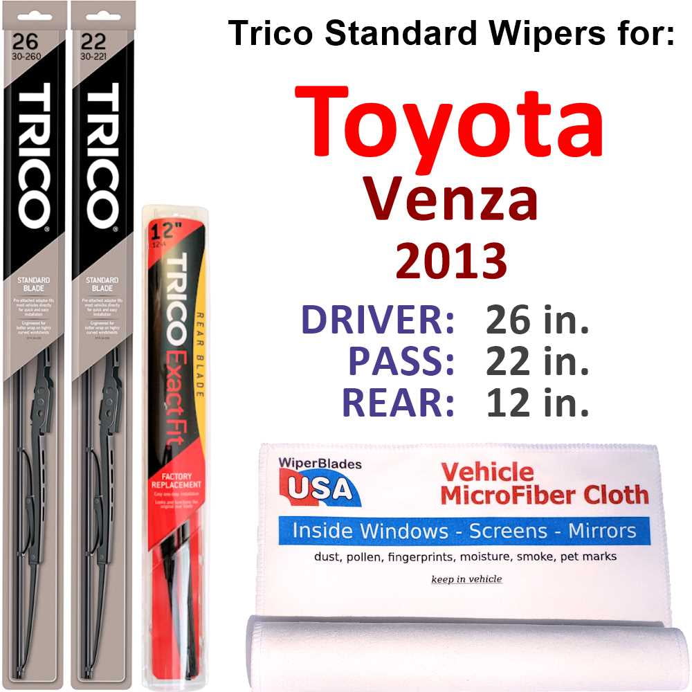 2013 Toyota Venza Wiper Blades (Set of 3) w/Rear Wiper