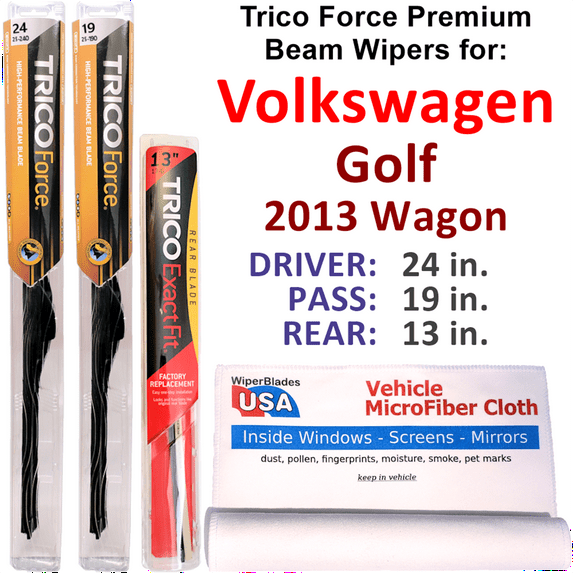 2013 Volkswagen Golf Performance Beam Wipers (Set of 3) w/Rear Wiper