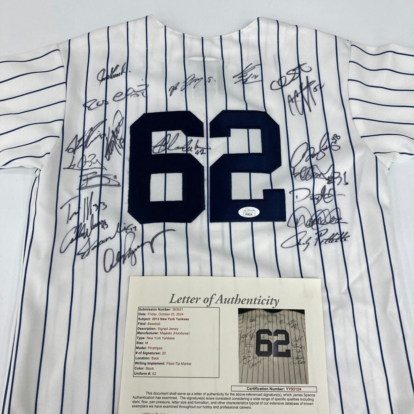 2013 Yankees Team Signed Jersey Derek Jeter Alex Rodriguez Ichiro ...