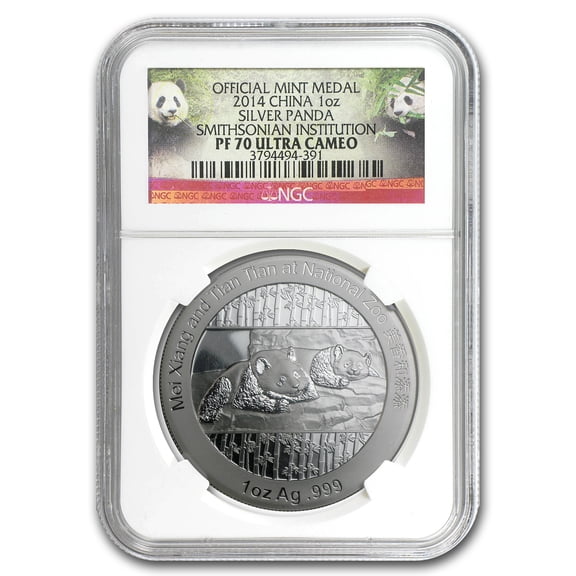 2014 1 oz Silver Panda Smithsonian Institution PF-70 NGC