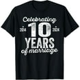 thumbnail image 1 of 2014 10th 10 Years of Marriage Wedding Anniversary T-ShirtMen's and women's gift, black and white T-shirt, size: Extra large S-4XL, 1 of 4
