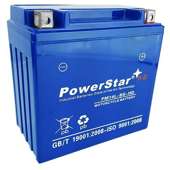 PowerStar AGM 12 Volt Automotive Battery, Top Post for 2014 - 2009 Harley Davidson XL883N Iron 883